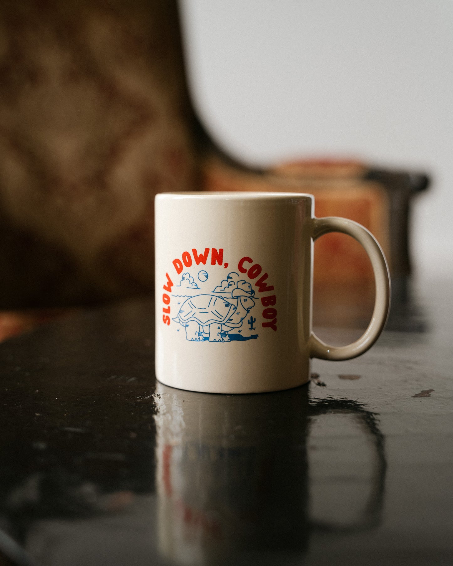 "Slow Down, Cowboy" Golden Tapestry Mug